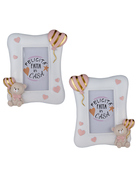 Pupo Portafoto Orsetto Rosa Baby - 2 soggetti assortiti | G3S Bomboniere