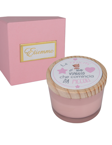 Sfavilla Candela Rosa Baby Ø7,5cm x h6cm con scatola | G3S Bomboniere