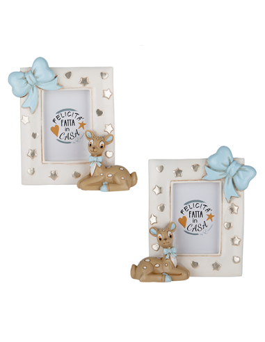 Tenero Portafoto Cervo Celeste Baby - 2 soggetti assortiti 11x13cm | Vendita Ingrosso G3S