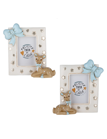 Tenero Portafoto Cervo Celeste Baby - 2 soggetti assortiti 11x13cm | Vendita Ingrosso G3S