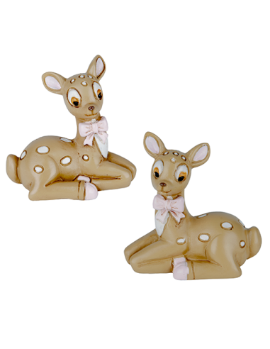Tenero Decorazione Cervo Rosa Baby - 2 soggetti assortiti 6cm | G3S Bomboniere