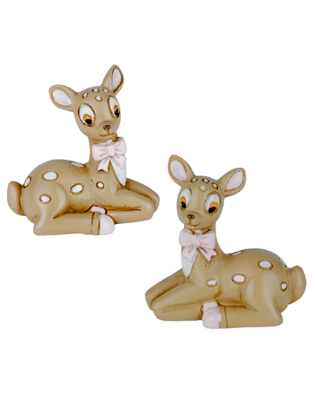 Tenero Decorazione Cervo Rosa Baby - 2 soggetti assortiti 6cm | G3S Bomboniere