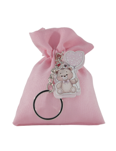 Toys Sacchetto con portachiavi Orsetto Rosa Baby 8x10cm | G3S