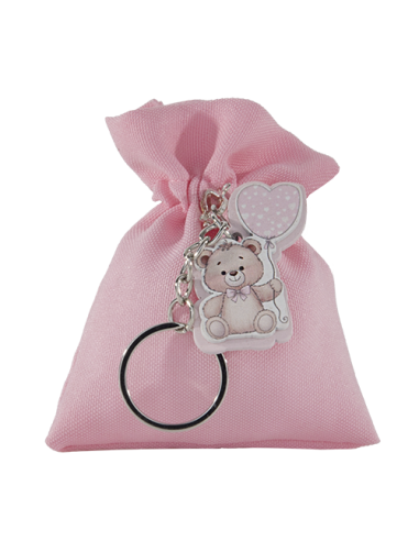 Toys Sacchetto con portachiavi Orsetto Rosa Baby 8x10cm | G3S