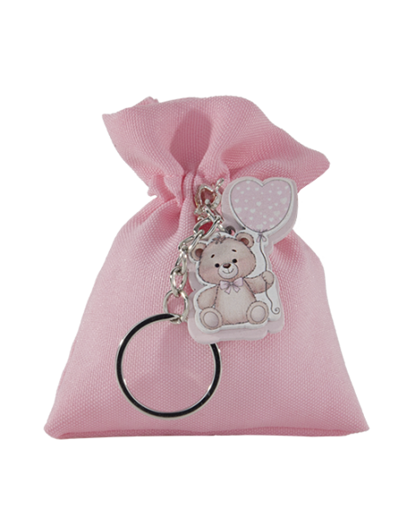 Toys Sacchetto con portachiavi Orsetto Rosa Baby 8x10cm | G3S