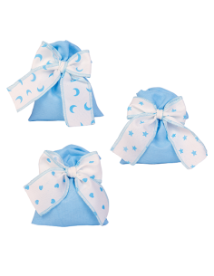 Tris Sacchetto Fiocco Celeste Baby - 3 soggetti assortiti 10x12cm | G3S Ingrosso