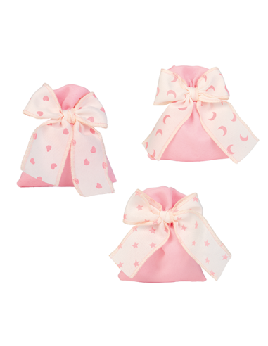 Tris Sacchetto Fiocco Rosa Baby - 3 soggetti assortiti 10x12cm | Vendita Ingrosso G3S