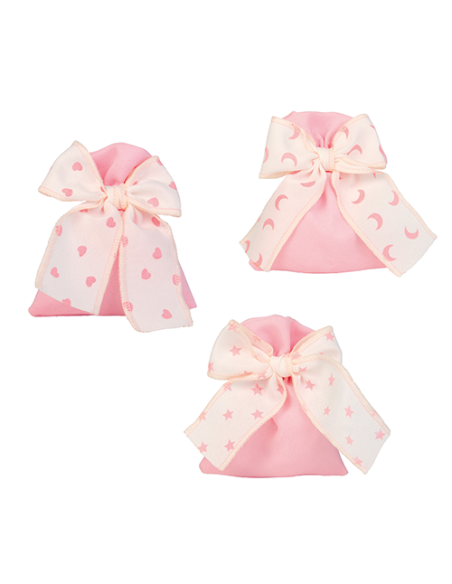 Tris Sacchetto Fiocco Rosa Baby - 3 soggetti assortiti 10x12cm | Vendita Ingrosso G3S