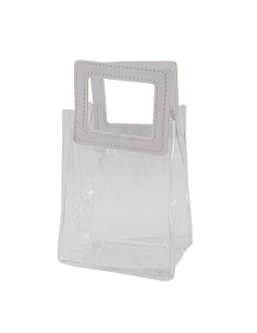 Elipse Busta trasparente in PVC con manico bianco in ecopelle 12x10cm x h16,5cm AS040 | G3S Ingrosso Bomboniere
