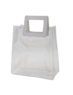 Elipse Busta trasparente in PVC con manico bianco in ecopelle 18x10cm x h20cm AS041 | G3S