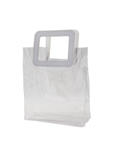 Elipse Busta trasparente in PVC con manico bianco in ecopelle 22x10cm x h26cm AS042 | G3S Ingrosso