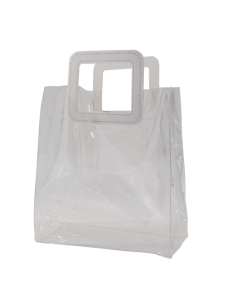 Elipse Busta trasparente in PVC con manico bianco in ecopelle 25x14cm x h28cm AS043 | Vendita Ingrosso G3S