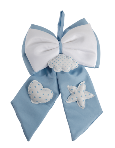 Fiocco nascita 3 decorazioni celeste 33cm x h50cm AN016 | G3S Ingrosso