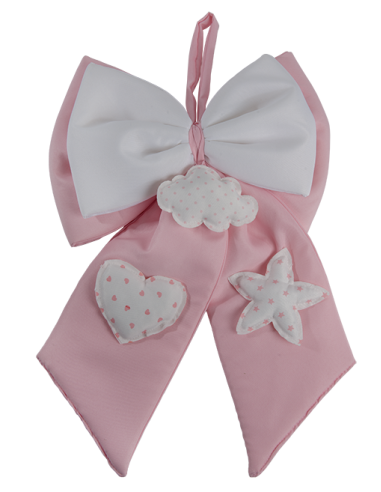 Fiocco nascita 3 decorazioni rosa 33cm x h50cm AN017 | Vendita Ingrosso G3S