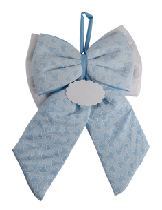 Fiocco nascita cuori celeste 33cm x h50cm AN014 | G3S Ingrosso Bomboniere
