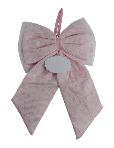 Fiocco nascita cuori rosa 33cm x h50cm AN015 | G3S