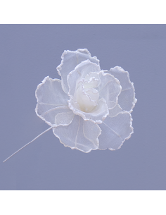 Rose Fiore gigante in organza avorio Ø15cm x h29cm AQ031 | Vendita Ingrosso G3S