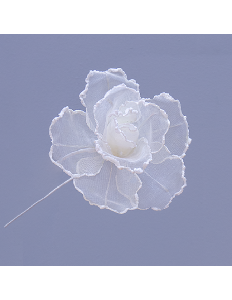 Rose Fiore gigante in organza avorio Ø15cm x h29cm AQ031 | Vendita Ingrosso G3S