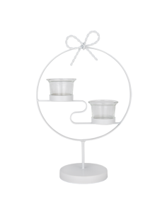 Step Portacandela cerchio 2 luci bianco Ø20cm x h28cm AL129 | Vendita Ingrosso G3S