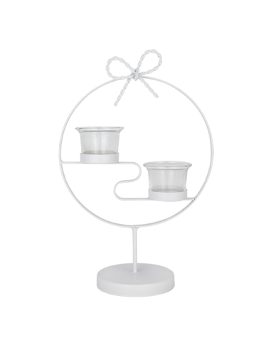 Step Portacandela cerchio 2 luci bianco Ø20cm x h28cm AL129 | Vendita Ingrosso G3S