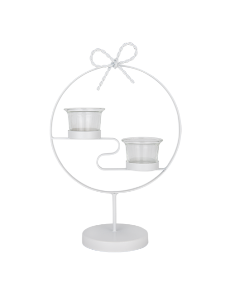 Step Portacandela cerchio 2 luci bianco Ø20cm x h28cm AL129 | Vendita Ingrosso G3S