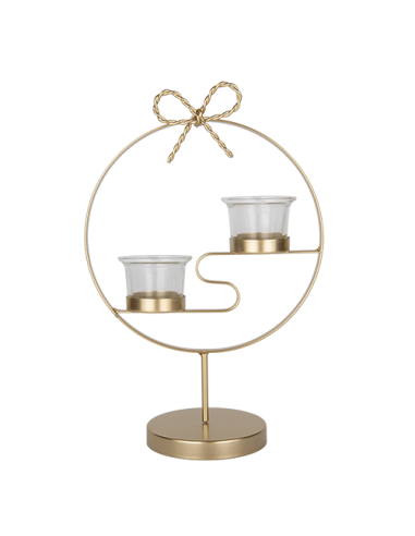 Step Portacandela cerchio 2 luci oro Ø20cm x h28cm AL130 | G3S Ingrosso Bomboniere
