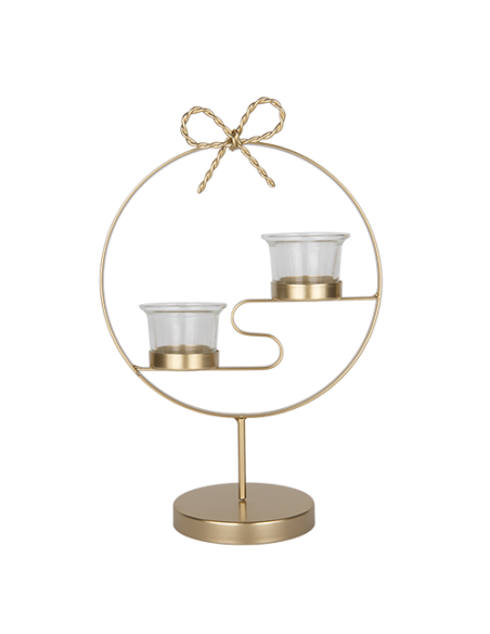 Step Portacandela cerchio 2 luci oro Ø20cm x h28cm AL130 | G3S Ingrosso Bomboniere