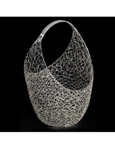 Scintil Cesto con manico argento 22x23cm x h36cm