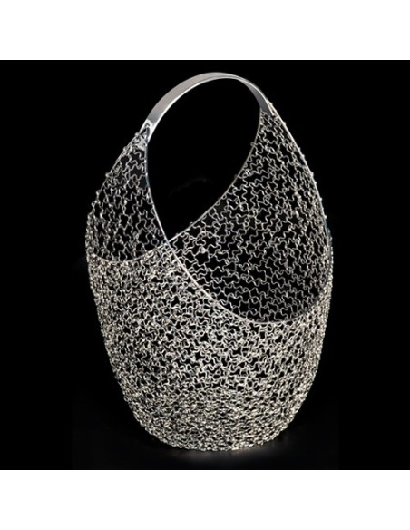 Scintil Cesto con manico argento 22x23cm x h36cm