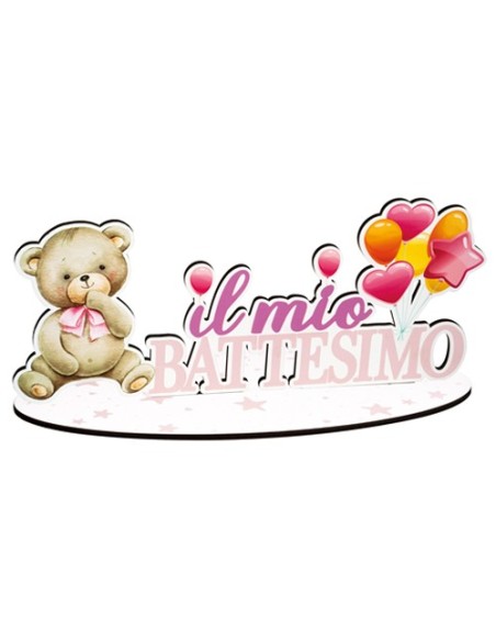 Party Battesimo Rosa Scritta da appoggio 35cm x h16cm