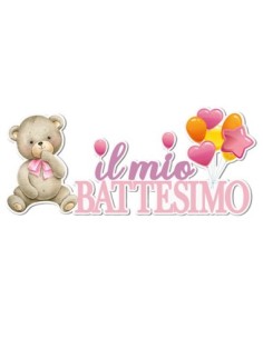 Party Battesimo Rosa Scritta da parete 120cm x h52cm