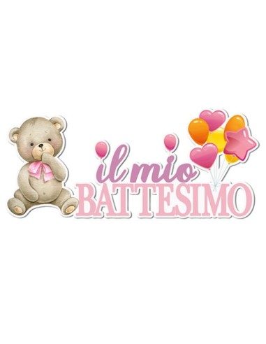 Party Battesimo Rosa Scritta da parete 120cm x h52cm