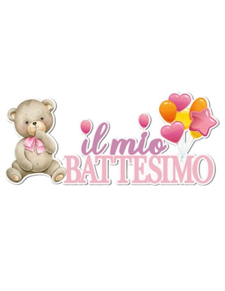 Party Battesimo Rosa Scritta da parete 120cm x h52cm