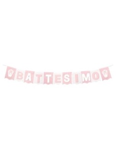 Festone Battesimo rosa