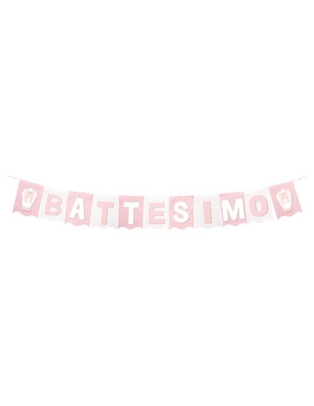 Festone Battesimo rosa