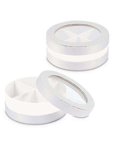 Invito Box 4 sezioni bianco Ø10cm x h4cm