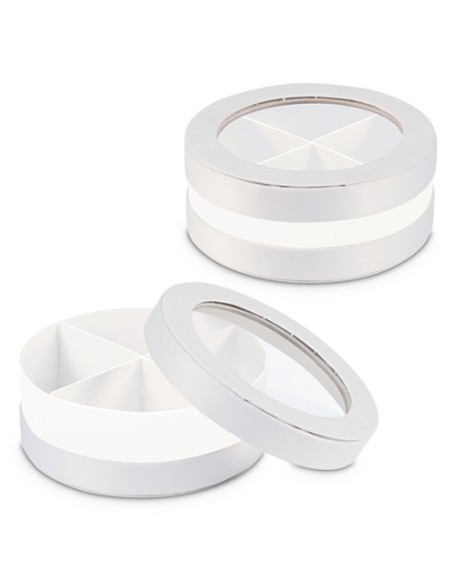 Invito Box 4 sezioni bianco Ø10cm x h4cm