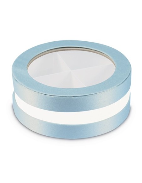 Invito Box 4 sezioni celeste Ø10cm x h4cm