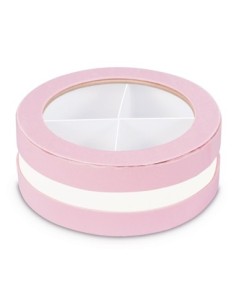Invito Box 4 sezioni rosa Ø10cm x h4cm
