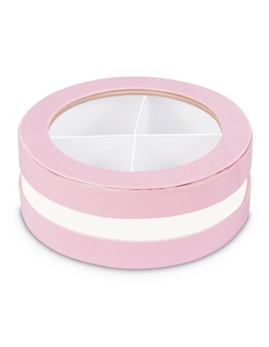 Invito Box 4 sezioni rosa Ø10cm x h4cm