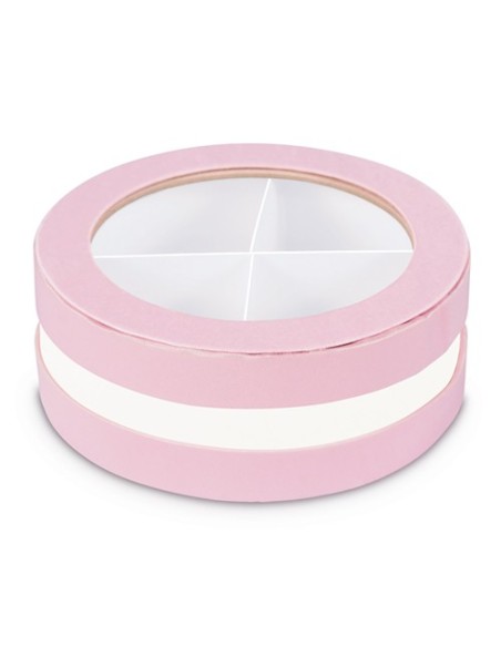 Invito Box 4 sezioni rosa Ø10cm x h4cm