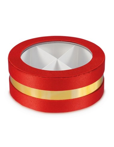 Invito Box 4 sezioni rosso Ø10cm x h4cm