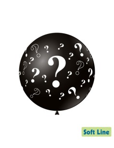 Palloncino Soft Line stampa bianco 36" - 91cm Punto Interrogativo Nero | G3S Party