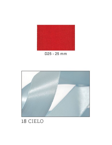 Nastro Doppio Raso 25 mm x 50 m - Cielo - vista bobina