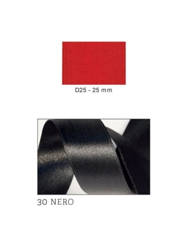 Nastro Doppio Raso 25 mm x 50 m - Nero - vista bobina