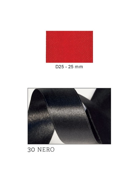 Nastro Doppio Raso 25 mm x 50 m - Nero - vista bobina