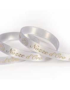 Nastro Stampato Nozze d'Oro 10 mm x 25 m - Oro - vista bobina