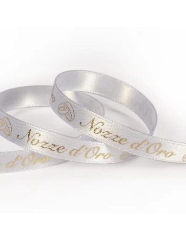 Nastro Stampato Nozze d'Oro 10 mm x 25 m - Oro - vista bobina
