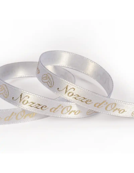 Nastro Stampato Nozze d'Oro 10 mm x 25 m - Oro - vista bobina