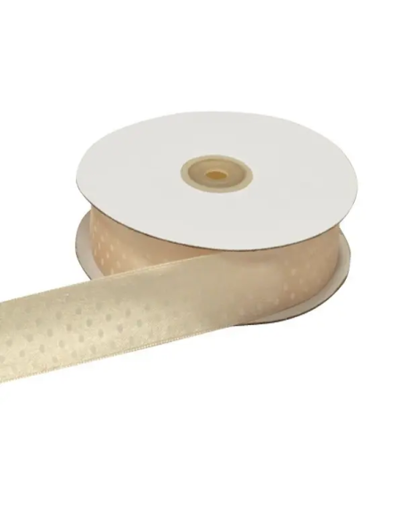 Nastro Doppio Raso Pois 10 mm x 50 m - Avorio - vista bobina